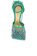 Bottega Veneta Stretch Lace-Up Sandals in Acid Turquoise, view 4, click to view large image.