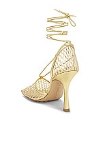 Bottega Veneta Stretch Lace-Up Sandals in Gold, view 3, click to view large image.