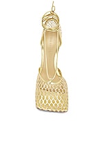 Bottega Veneta Stretch Lace-Up Sandals in Gold, view 4, click to view large image.