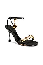 Bottega Veneta Dot Ankle Strap Sandals in Black, view 2, click to view large image.