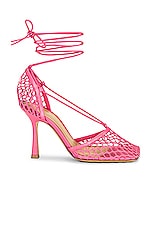 Bottega Veneta Stretch Lace-Up Sandals in Azalea, view 1, click to view large image.