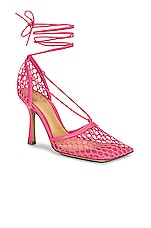 Bottega Veneta Stretch Lace-Up Sandals in Azalea, view 2, click to view large image.