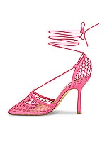 Bottega Veneta Stretch Lace-Up Sandals in Azalea, view 5, click to view large image.