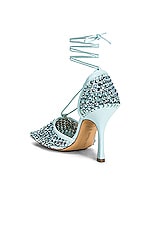 Bottega Veneta Web Sparkle Stretch Lace Up Sandals in Pale Blue, view 3, click to view large image.