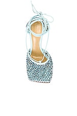Bottega Veneta Web Sparkle Stretch Lace Up Sandals in Pale Blue, view 4, click to view large image.