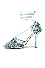 Bottega Veneta Web Sparkle Stretch Lace Up Sandals in Pale Blue, view 5, click to view large image.