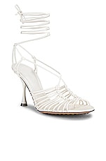 Bottega Veneta Dot Lace Up Sandals in White, view 2, click to view large image.