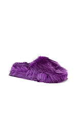 Bottega Veneta Shearling Resort Slides in Purple, view 2, click to view large image.