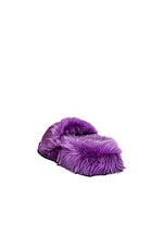 Bottega Veneta Shearling Resort Slides in Purple, view 3, click to view large image.
