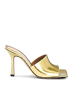Bottega Veneta Stretch Mule Sandals in Gold, view 1, click to view large image.
