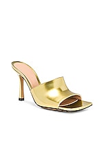 Bottega Veneta Stretch Mule Sandals in Gold, view 2, click to view large image.