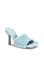 Bottega Veneta Cozy Stretch Mule Sandals in Pale Blue, view 2, click to view large image.