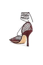 Bottega Veneta Web Stretch Lace Up Sandals in Cherry, view 3, click to view large image.