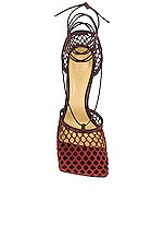 Bottega Veneta Web Stretch Lace Up Sandals in Cherry, view 4, click to view large image.