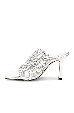 Bottega Veneta Reflection Weave Stretch Mule Sandals in Silver, view 5, click to view large image.