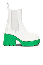 Bottega Veneta Flash Ankle Boots in White & Parakeet, view 1, click to view large image.