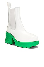 Bottega Veneta Flash Ankle Boots in White & Parakeet, view 2, click to view large image.