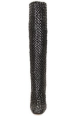Bottega Veneta Mini Lido Weave Knee Boots in Black, view 4, click to view large image.