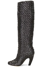 Bottega Veneta Mini Lido Weave Knee Boots in Black, view 5, click to view large image.
