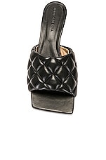 Bottega Veneta Padded Mule Sandal in Black, view 4, click to view large image.