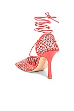 Bottega Veneta Web Sparkle Stretch Lace Up Sandals in Sunburst, view 3, click to view large image.