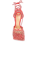 Bottega Veneta Web Sparkle Stretch Lace Up Sandals in Sunburst, view 4, click to view large image.
