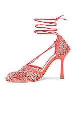 Bottega Veneta Web Sparkle Stretch Lace Up Sandals in Sunburst, view 5, click to view large image.