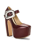 Bottega Veneta Mary Jane Wedges in Cherry, view 2, click to view large image.