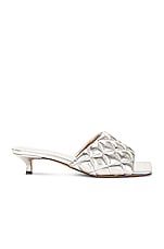 Bottega Veneta Padded Mule Sandal in Silver, view 1, click to view large image.