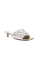 Bottega Veneta Padded Mule Sandal in Silver, view 2, click to view large image.