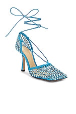 Bottega Veneta Stretch Lace Up Sandal in Pool, view 2, click to view large image.