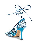 Bottega Veneta Stretch Lace Up Sandal in Pool, view 3, click to view large image.