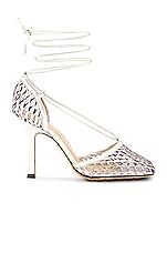 Bottega Veneta Stretch Lace Up Sandal in Purple & Silver, view 1, click to view large image.