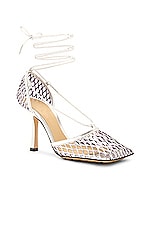 Bottega Veneta Stretch Lace Up Sandal in Purple & Silver, view 2, click to view large image.