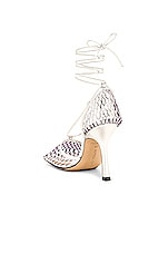 Bottega Veneta Stretch Lace Up Sandal in Purple & Silver, view 3, click to view large image.