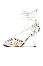 Bottega Veneta Stretch Lace Up Sandal in Purple & Silver, view 5, click to view large image.