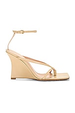Bottega Veneta Stretch Ankle Strap Wedge Sandal in Cane Sugar, view 1, click to view large image.