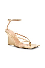 Bottega Veneta Stretch Ankle Strap Wedge Sandal in Cane Sugar, view 2, click to view large image.