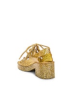 Bottega Veneta Jelly Lace Up Sandal in Gold, view 3, click to view large image.