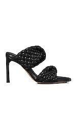 Bottega Veneta Padded Woven Leather Sandals in Black, view 1, click to view large image.