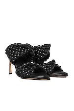 Bottega Veneta Padded Woven Leather Sandals in Black, view 2, click to view large image.