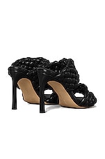 Bottega Veneta Padded Woven Leather Sandals in Black, view 3, click to view large image.