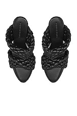 Bottega Veneta Padded Woven Leather Sandals in Black, view 4, click to view large image.