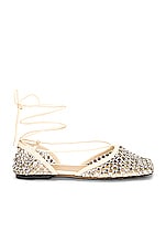 Bottega Veneta Stretch Flat in Toile & Crystal, view 1, click to view large image.