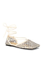 Bottega Veneta Stretch Flat in Toile & Crystal, view 2, click to view large image.