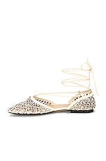 Bottega Veneta Stretch Flat in Toile & Crystal, view 5, click to view large image.