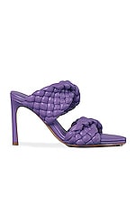 Bottega Veneta Padded Woven Leather Sandals in Purple, view 1, click to view large image.