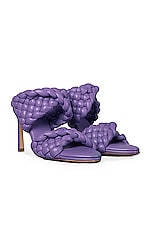 Bottega Veneta Padded Woven Leather Sandals in Purple, view 2, click to view large image.