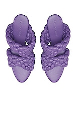 Bottega Veneta Padded Woven Leather Sandals in Purple, view 4, click to view large image.