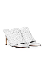 Bottega Veneta Padded Leather Sandals in Optic White, view 2, click to view large image.